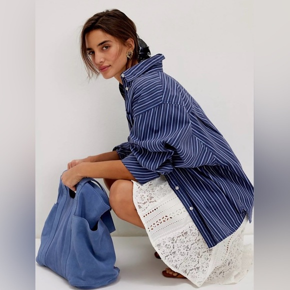 Free People Suede Caravan bag NWT Color- SKY - Picture 2 of 7